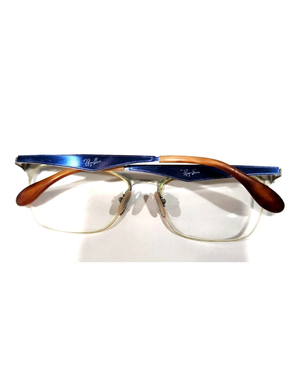 Ray Ban RB6345 2865 Blue Metal Half Rim Square Eyeglasses 52-17 135